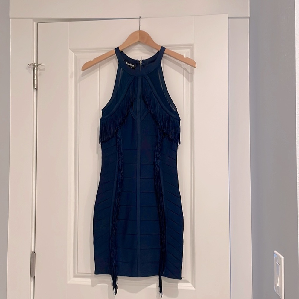 Bebe Fringe Front Bandage Dress